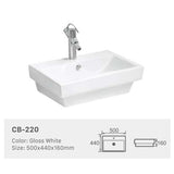 Ceramic Basin Series Insert Basin Gloss White 500x440x160mm