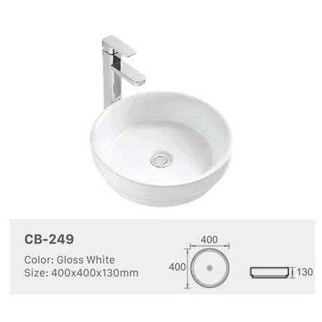 Ceramic Basin Series Above Counter Gloss White 400x400x130mm
