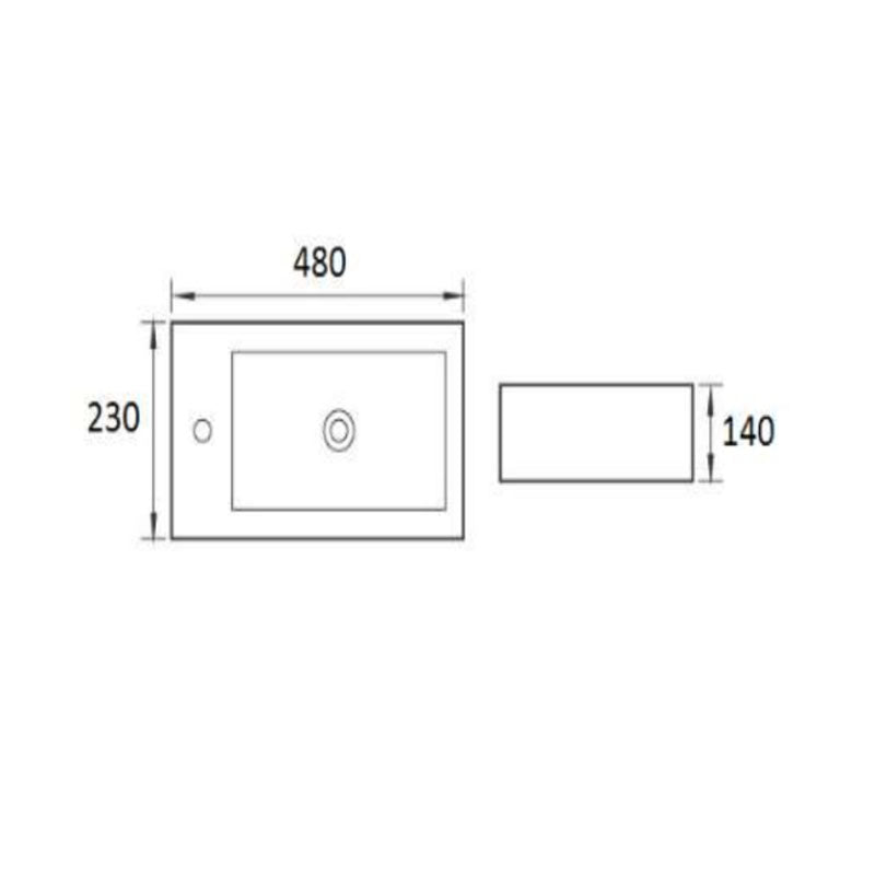 Ceramic Basin Series Above Counter Gloss White 510x225x160mm