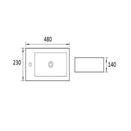Ceramic Basin Series Above Counter Gloss White 510x225x160mm