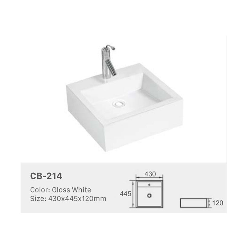 Ceramic Basin Series Above Counter Gloss White 430x445x120mm