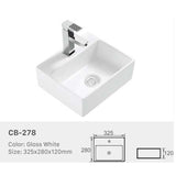 Ceramic Basin Series Above Counter Gloss White 325x280x120mm
