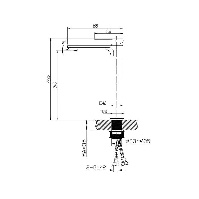 IVANO Black Square Tall Basin Mixer