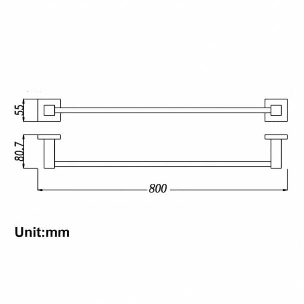 BLAZE Black Single Towel Rail 800mm