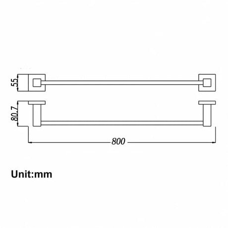 BLAZE Black Single Towel Rail 800mm