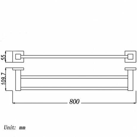 BLAZE Black Double Towel Rail 800mm