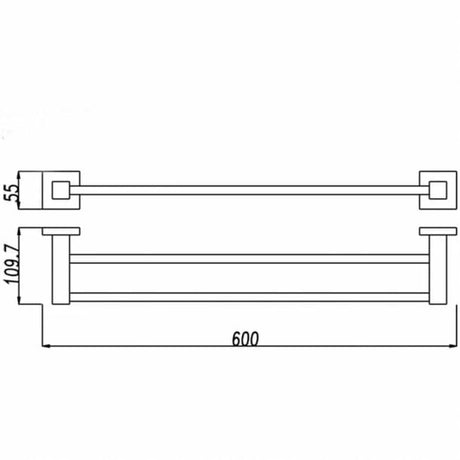 BLAZE Black Double Towel Rail 600mm