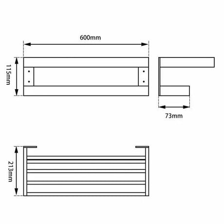 IVANO Black Double Towel Holder 600mm