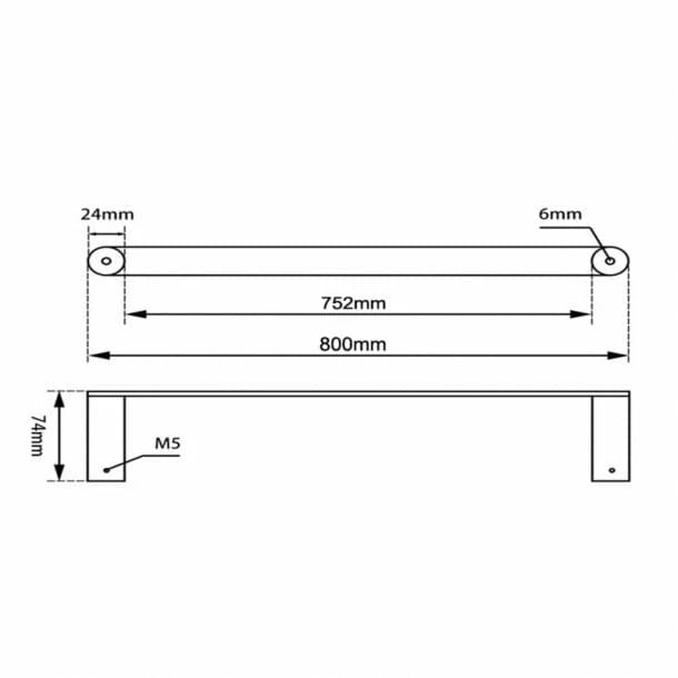 Rushy Chrome Single Towel Rail 800mm