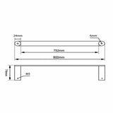 Rushy Chrome Single Towel Rail 800mm