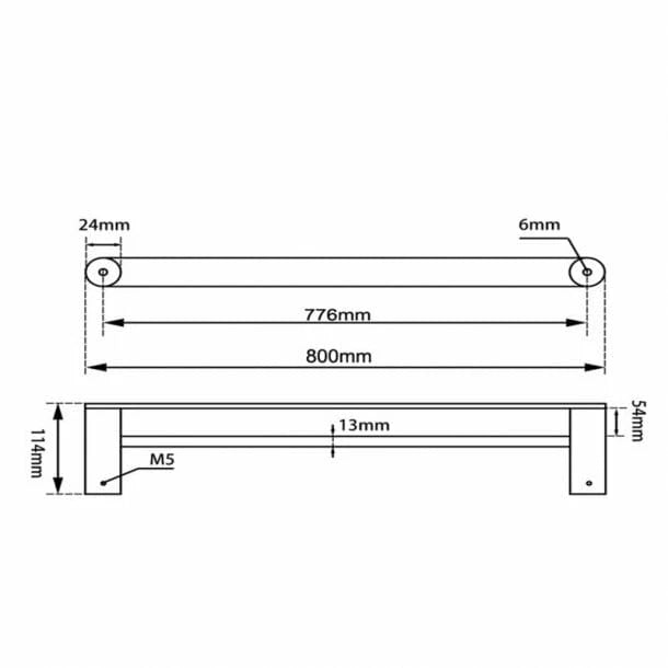 Rushy Black Double Towel Rail 800mm