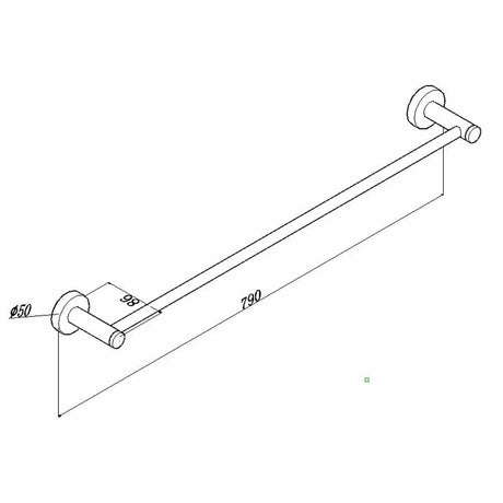 LUCID Round Chrome Single Towel Rack Rail 790mm