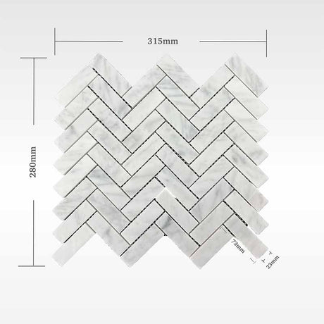 Carrara Mosaic Herringbone Mosaics Soft Matt 315x280