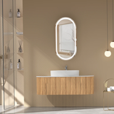 Carysil Fluted Wall Hung Vanity Walnut (Stone Top and Black Handle Included) 1200mm