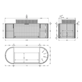 Carysil Fluted Wall Hung Vanity Matte White (Stone Top and Black Handle Included) 1200mm