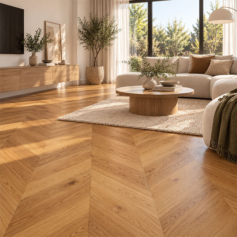 De Marque European Oak Engineered Flooring Chevron Cognac 600x120x15/4mm