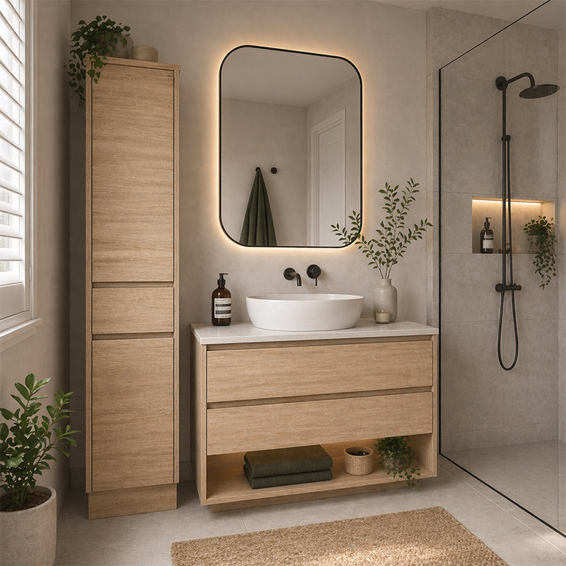 Cobe Tallboy Freestanding Natural Timber 410x400x1800mm