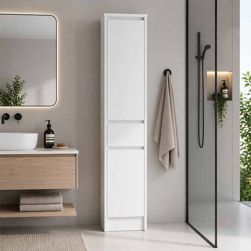 Cobe Tallboy Freestanding Gloss White 410x400x1800mm
