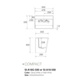 Solid Surface Basin Series Compact Wall Mounted Gloss White 500x350x400mm