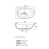 Solid Surface Basin Series Crystal Above Counter Matt Black 611x358x158mm