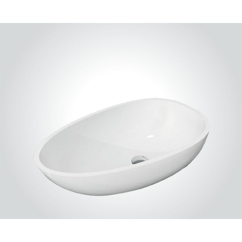 Solid Surface Basin Series Crystal Above Counter Matt White 611x358x158mm