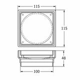 DrainCover Tile Insert 100mm Casting Brass Chrome 115x115mm