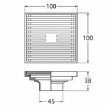 DrainCover 50mm Casting Brass Strips Chrome 100x100mm