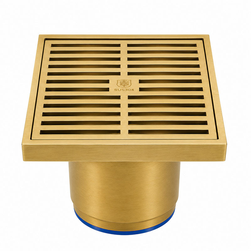 DrainCover 75mm Casting Brass Strips Brushed Gold 100x100mm