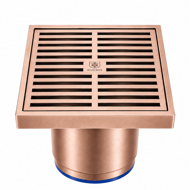 DrainCover 75mm Casting Brass Strips Rose Gold 100x100mm