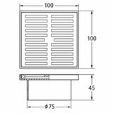 DrainCover 75mm Casting Brass Strips Black 100x100mm