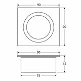 DrainCover Screw On 75mm Casting Brass Black 90x90mm