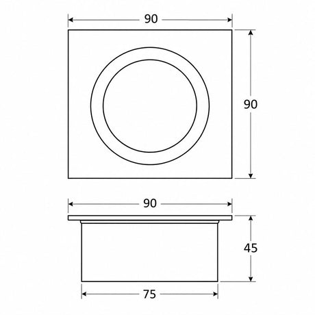 DrainCover Screw On 75mm Casting Brass Chrome 90x90mm