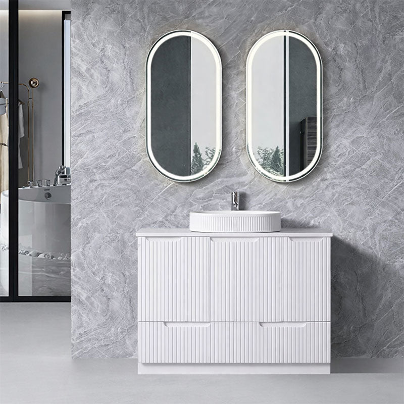 Duplex Collection Series Floorstanding Matt White 1180x455x855mm Vanity with Flat Stone Top