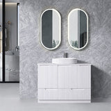 Duplex Collection Series Floorstanding Matt White 1180x455x855mm Vanity with Flat Stone Top
