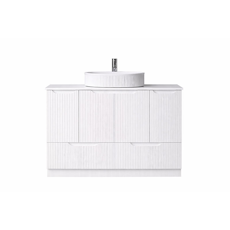 Duplex Collection Series Floorstanding Single Bowl Matt White 1480x455x855mm Vanity with Flat Stone Top
