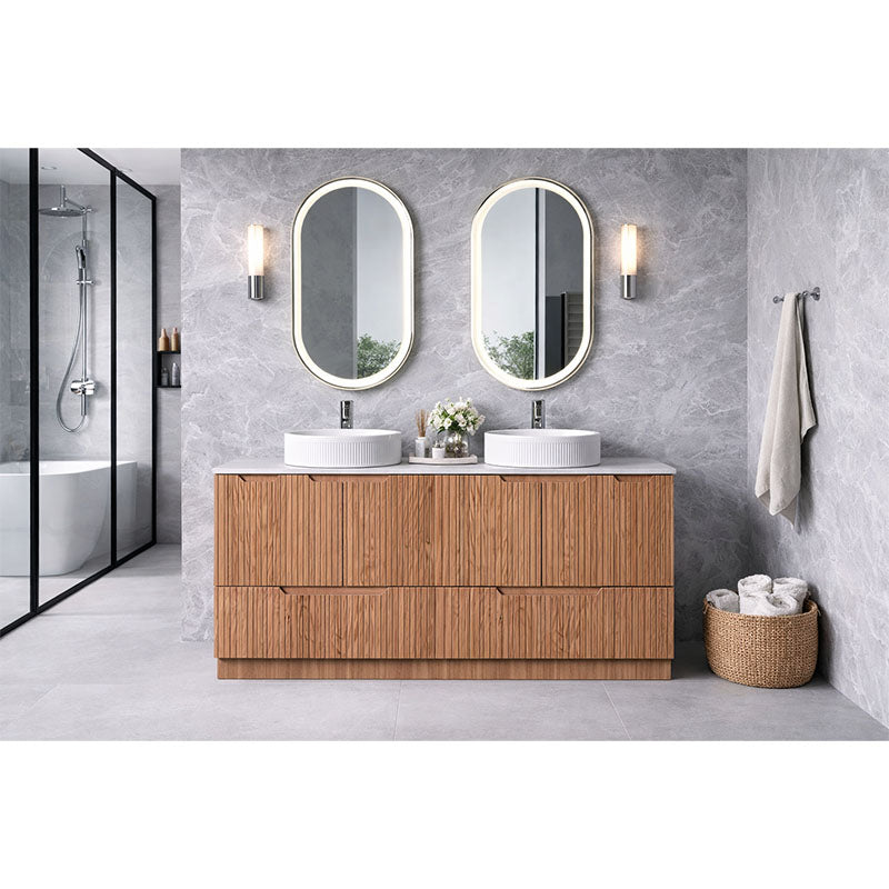 Duplex Collection Series Floorstanding Double Bowl Rosewood 1480x455x855mm Vanity with Flat Stone Top