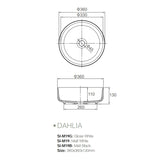 Solid Surface Basin Series Dahlia Above Counter Gloss White 360x360x130mm