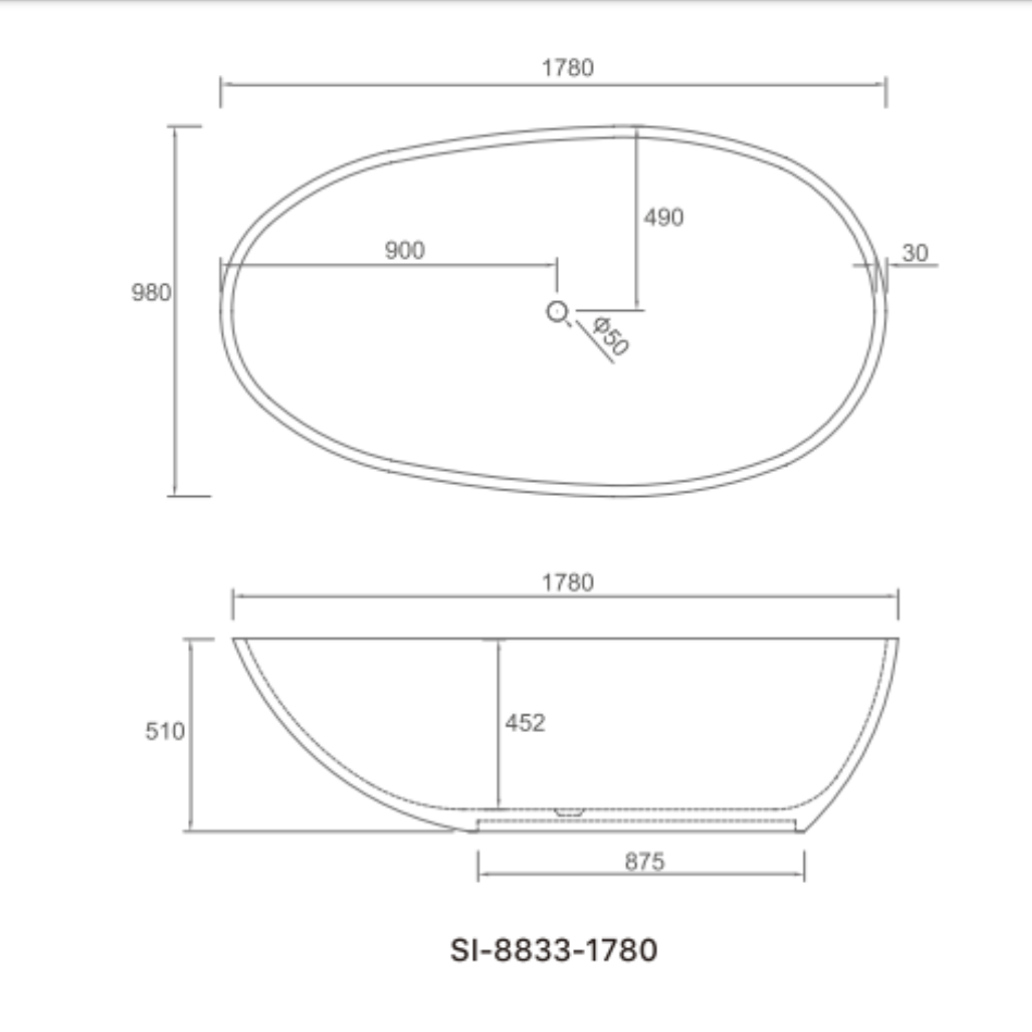 DELIGHT FREESTANDING BATH 1780*980*510mm