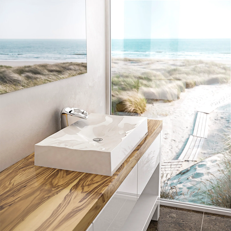 Dune Above Counter Basin Glossy Wash Basin Sani-Quartz Composite High-end White 815x465x130mm