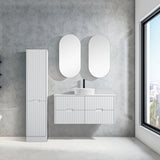 Elena Series Wall Hung Matt White 1180x455x540mm Vanity with Flat Stone Bench Top Only