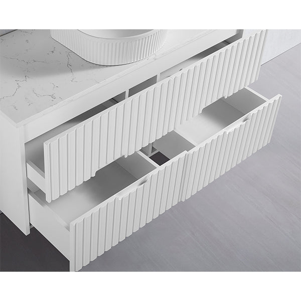 Elena Series Wall Hung Matt White 1180x455x540mm Vanity with Flat Stone Bench Top Only