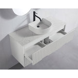 Elena Series Wall Hung Matt White 880x455x540mm Vanity with Flat Stone Bench Top Only