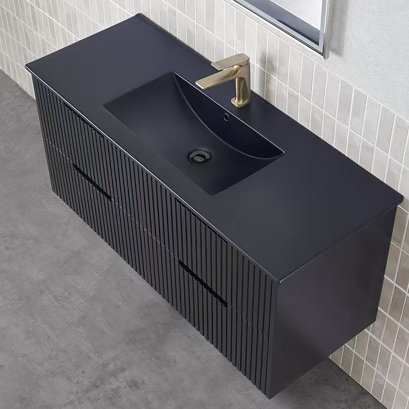 Elena Series Wall Hung Matt Black 1180x455x540mm Vanity with Flat Stone Bench Top Only