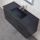 Elena Series Wall Hung Matt Black 1180x455x540mm Vanity with Flat Stone Bench Top Only