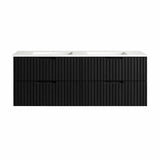 Elena Series Wall Hung Double Bowl Matt Black 1480x455x540mm Vanity with Flat Stone Bench Top Only
