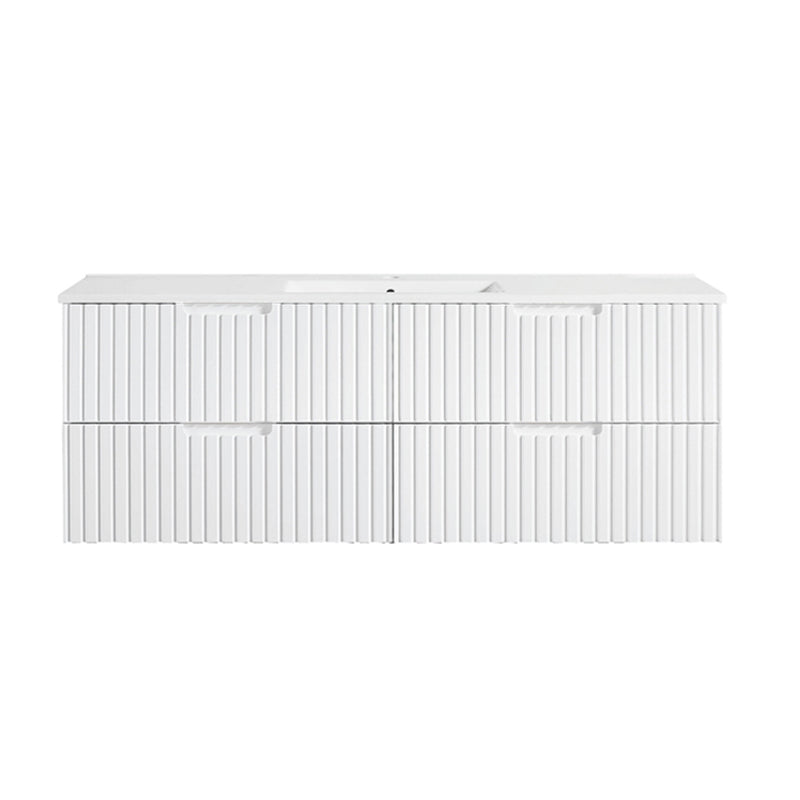 Elena Series Wall Hung Single Bowl Matt Black 1480x455x540mm Vanity with Flat Stone Bench Top Only