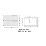 Elena Series Wall Hung Urban Grey 730x455x540mm Vanity with Stone Top & Ceramic Undermount Basin