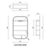 LED Eric Round Corner Shaving Cabinet Natural Timber 600x900x155mm