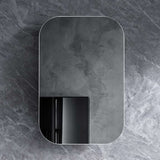 Eric Collection Round Corner Shaving Cabinet Matt Black 600x900x155mm