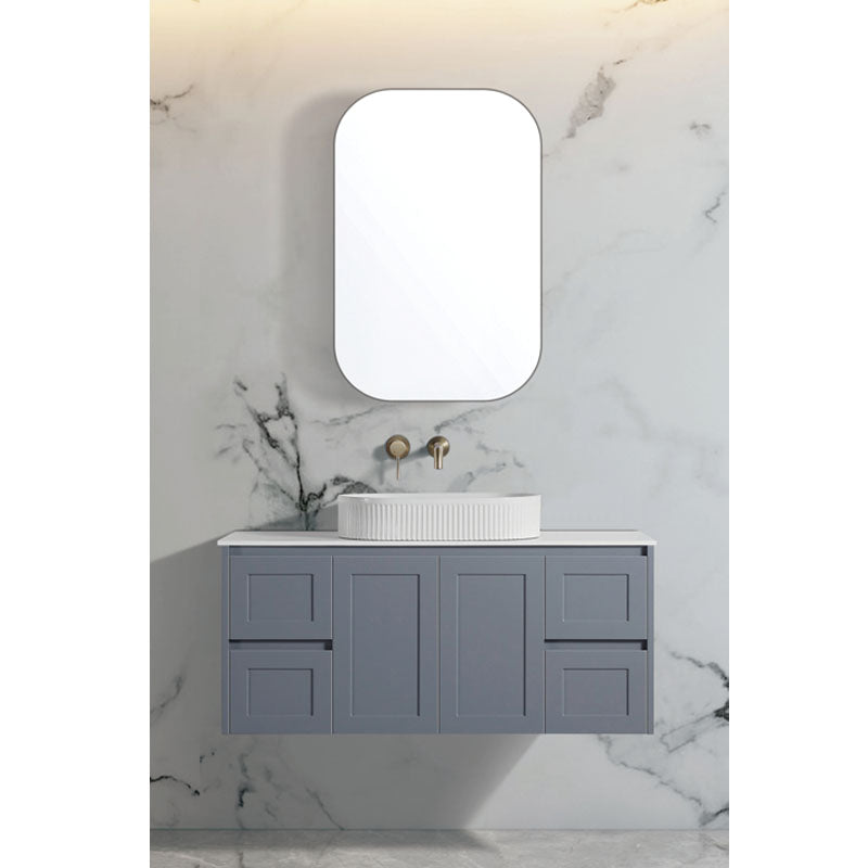 Eric Collection Round Corner Shaving Cabinet Matt Black 600x900x155mm
